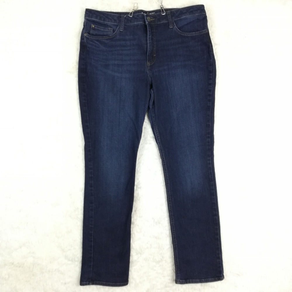 Lee Womens Jeans Straight Leg‎ Blue Denim Mid Rise Regular Dark Wash Long 18L